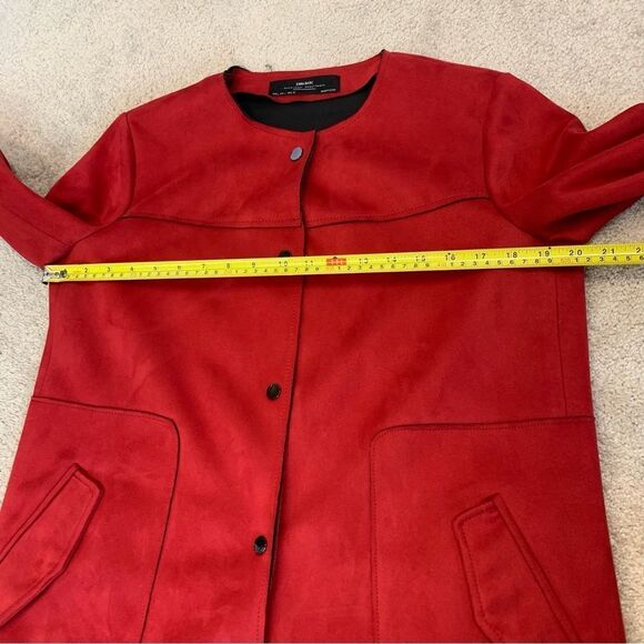 ZARA red faux suede coat Sz L - Picture 13 of 15